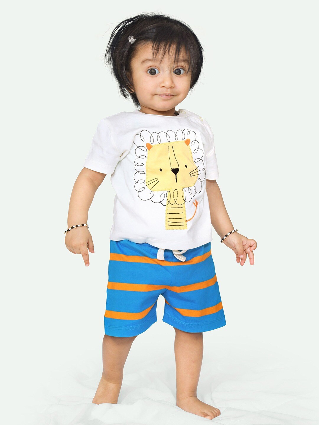 

ariel Girls Printed Pure Cotton T-shirt With Shorts, White