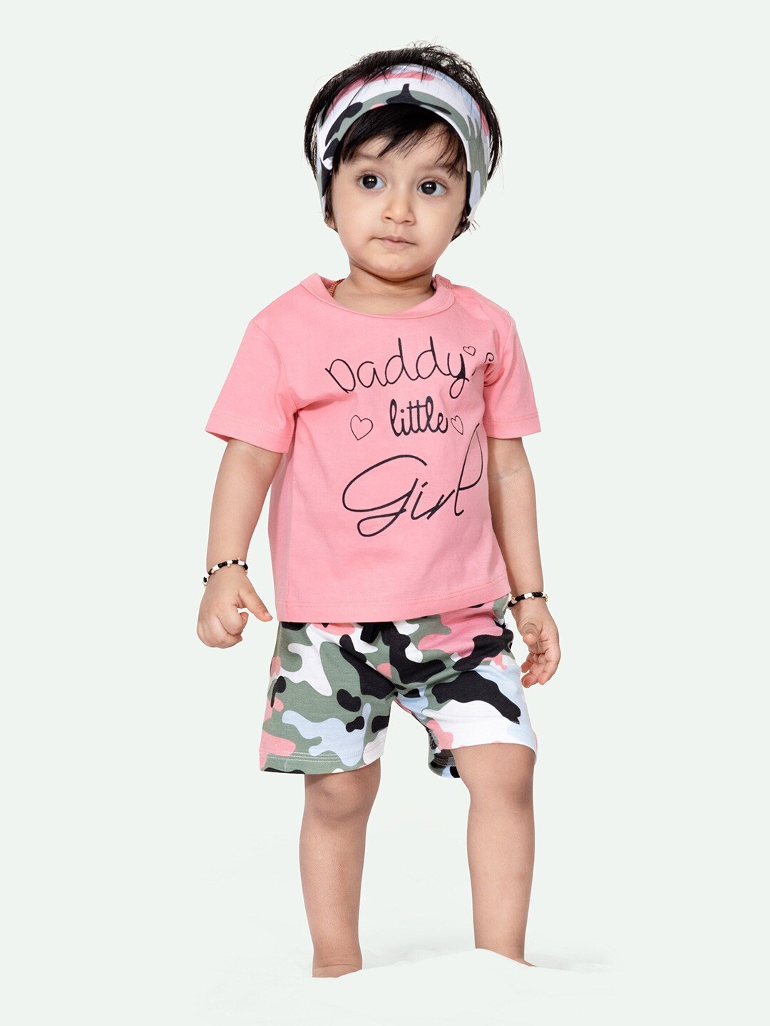 

ariel Girls Printed Pure Cotton T-shirt With Shorts, Pink