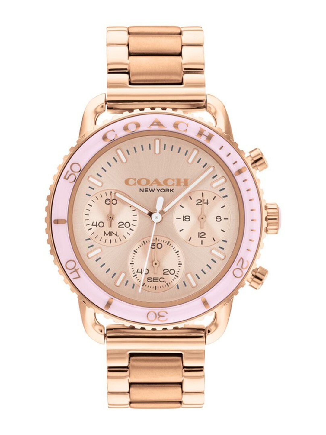

Titan Women Stainless Steel Bracelet Style Straps Analogue Chronograph Watch NECO14504052W, Rose gold