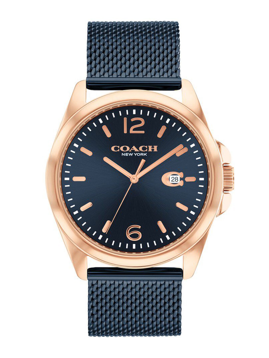 

Coach Men Embellished Dial & Stainless Steel Textured Straps Analogue Watch CO14602620W, Blue