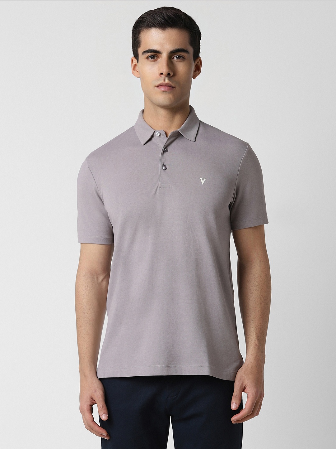 

Van Heusen Polo Collar Cotton T-shirt, Grey