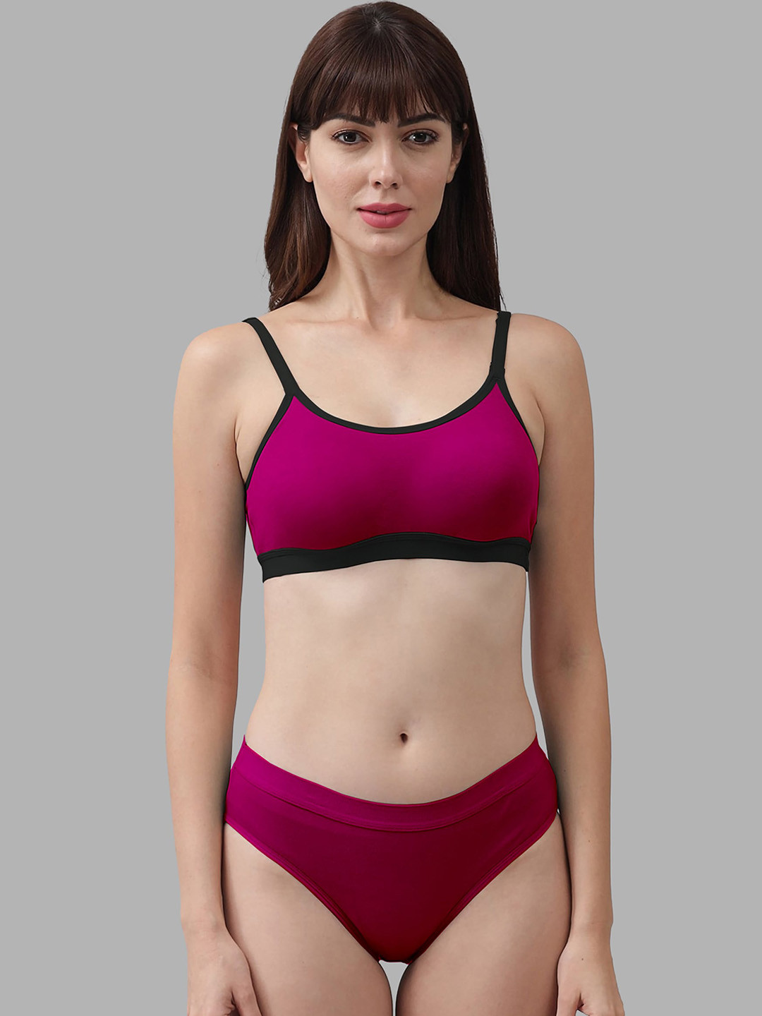 

AROUSY Pack Of 2 Non-Padded Cotton Lingerie Set, Pink