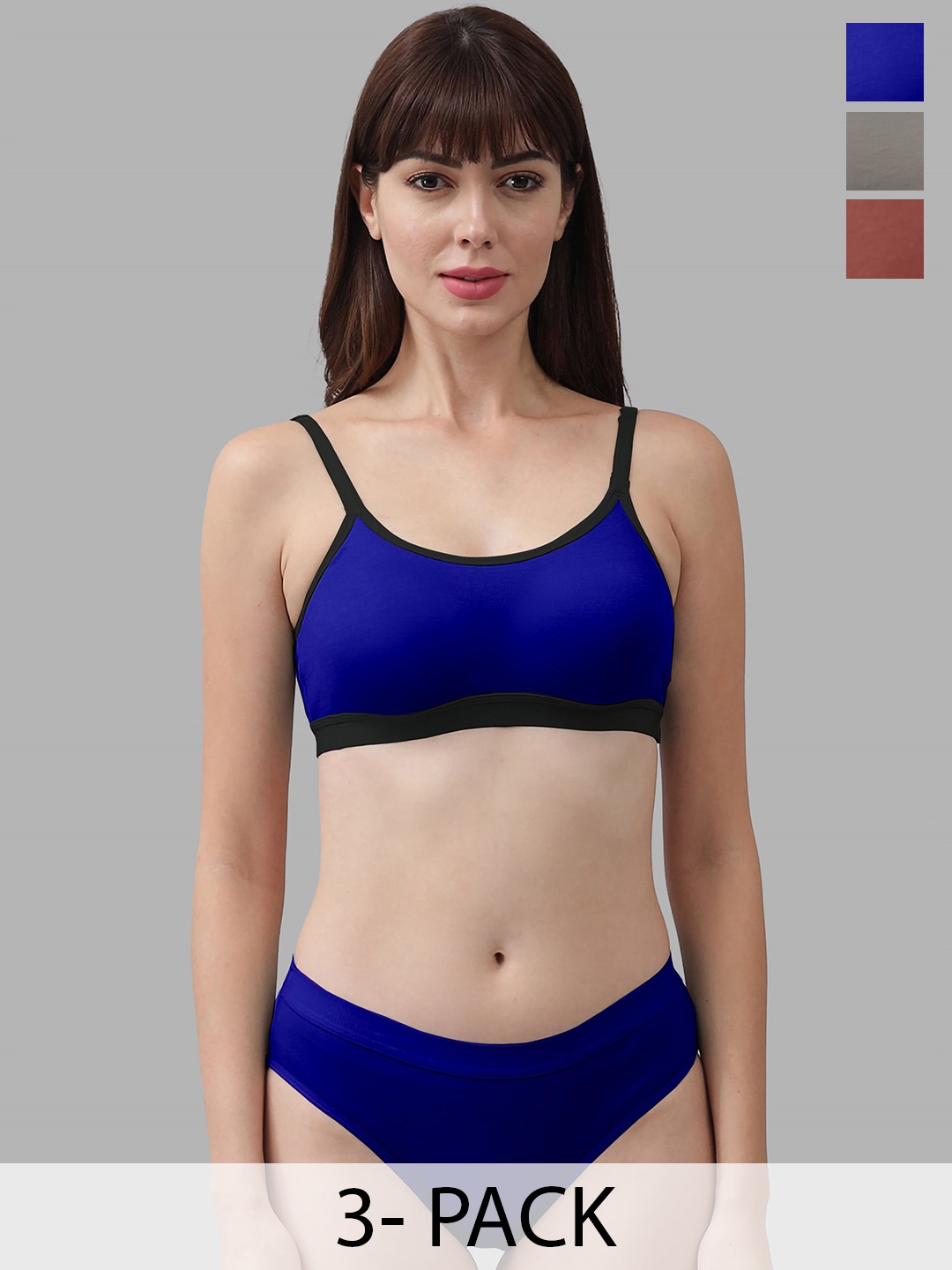 

AROUSY Pack Of 3 Non-Padded Breathable Mid-Rise Cotton Briefs Lingerie Set, Maroon