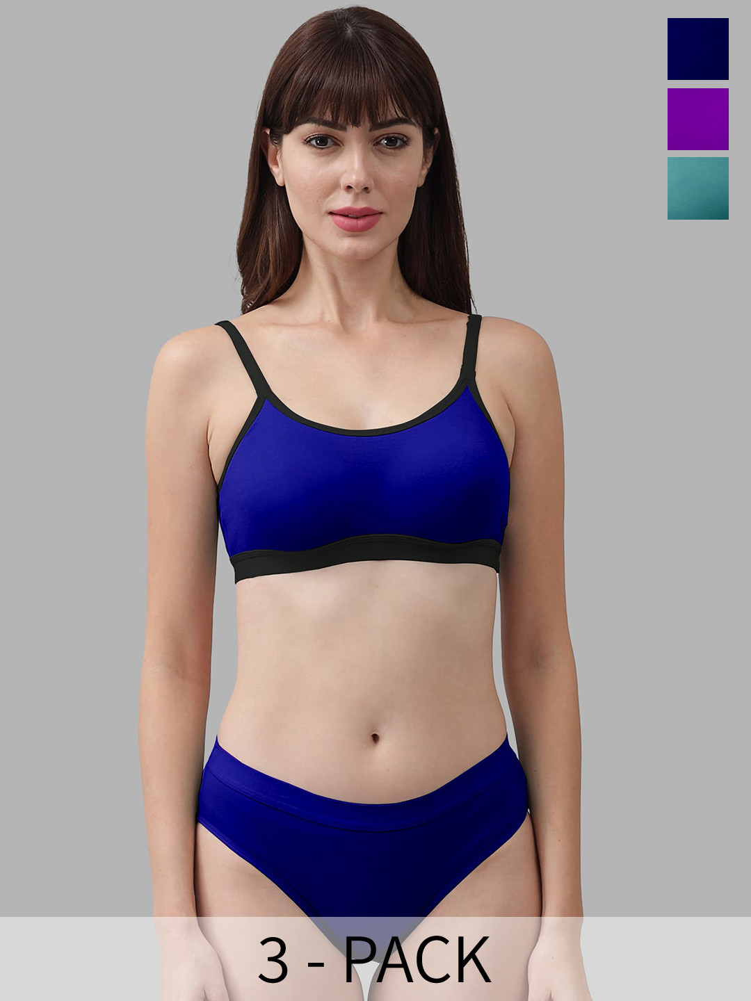 

AROUSY Pack Of 3 Non-Padded Breathable Mid-Rise Cotton Briefs Lingerie Set, Green