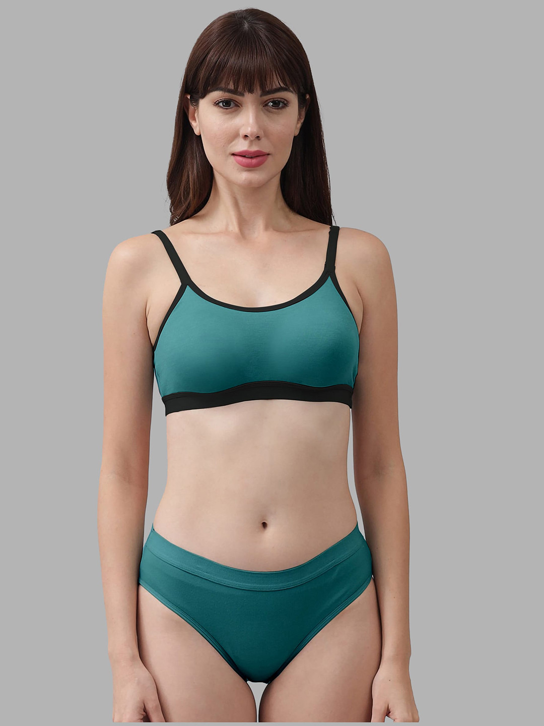 

AROUSY Non-Padded Cotton Lingerie Set, Green