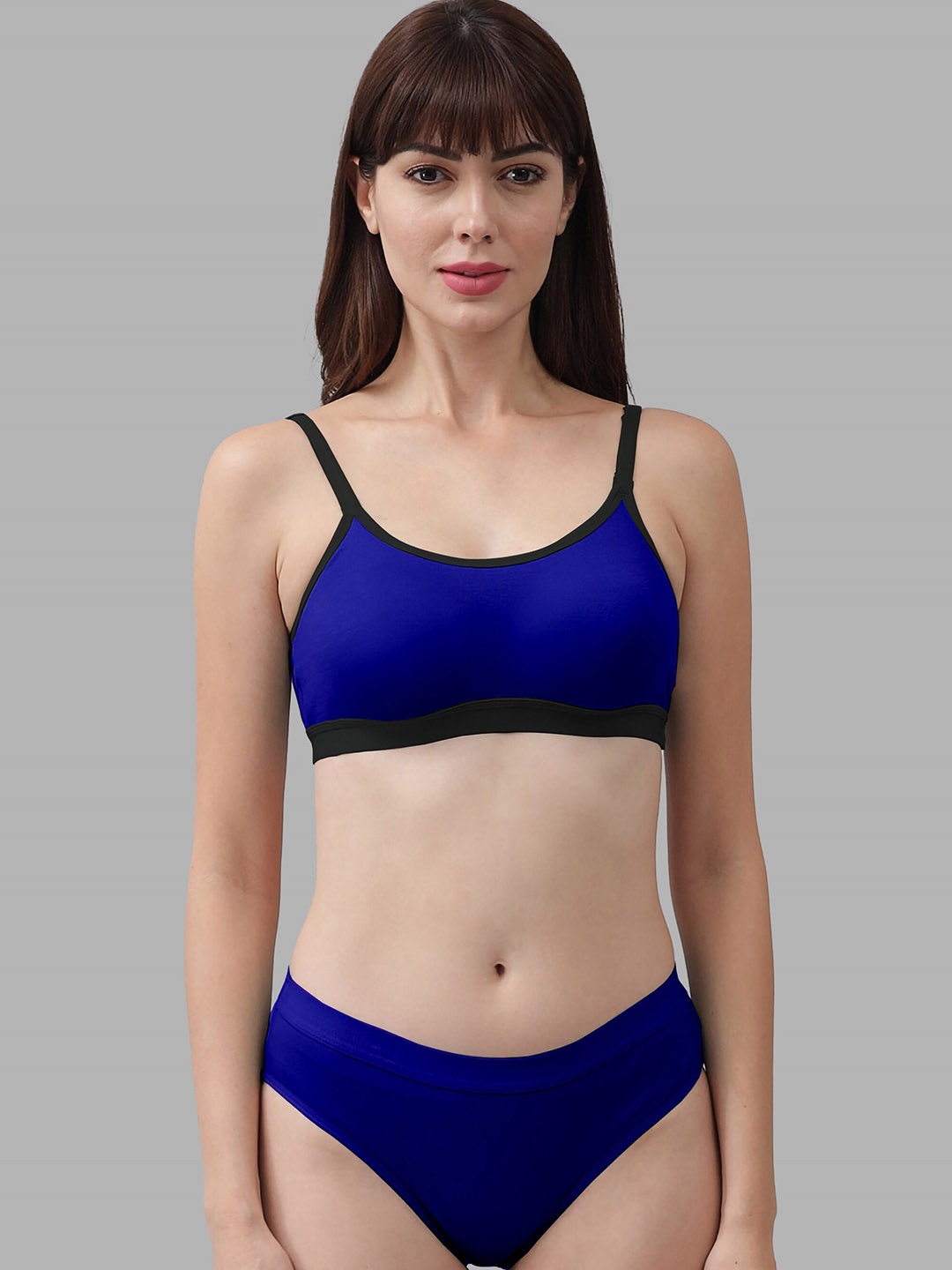 

AROUSY Pack Of 2 Non-Padded Cotton Lingerie Set, Blue