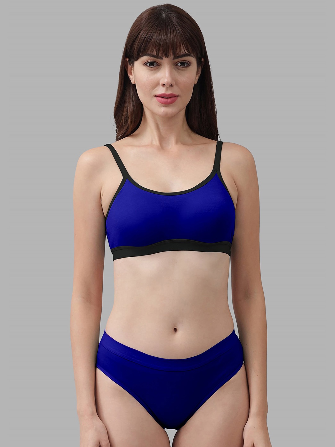 

PIBU Non Padded Breathable Cotton Lingerie Set, Blue