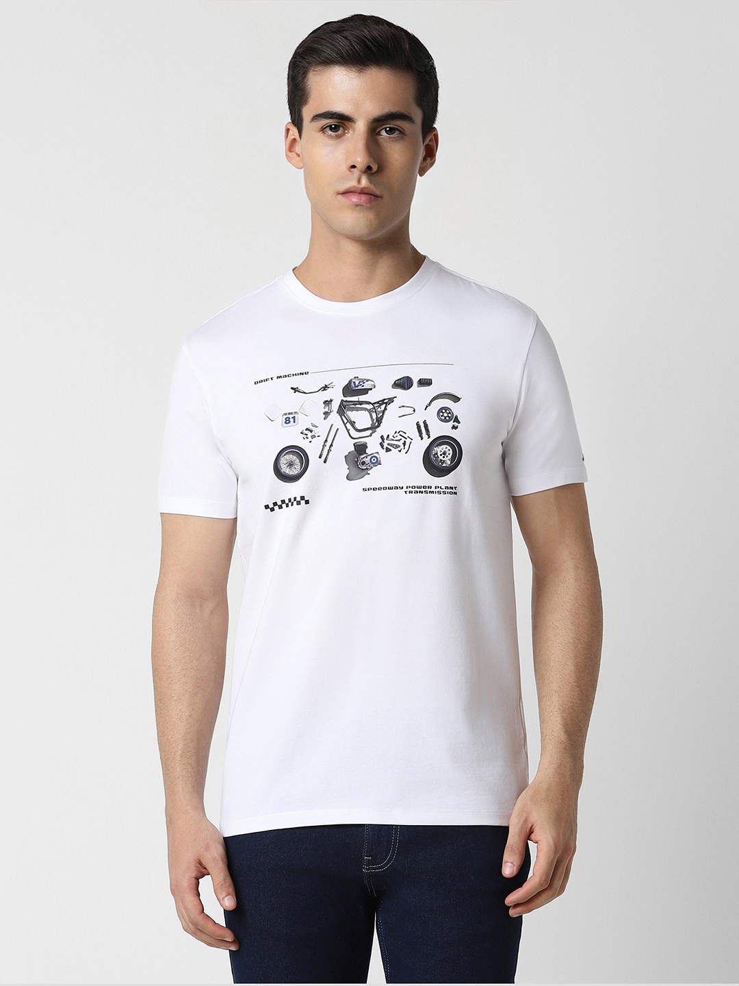 

VAN HEUSEN DENIM LABS Typography Printed Cotton T-shirt, White