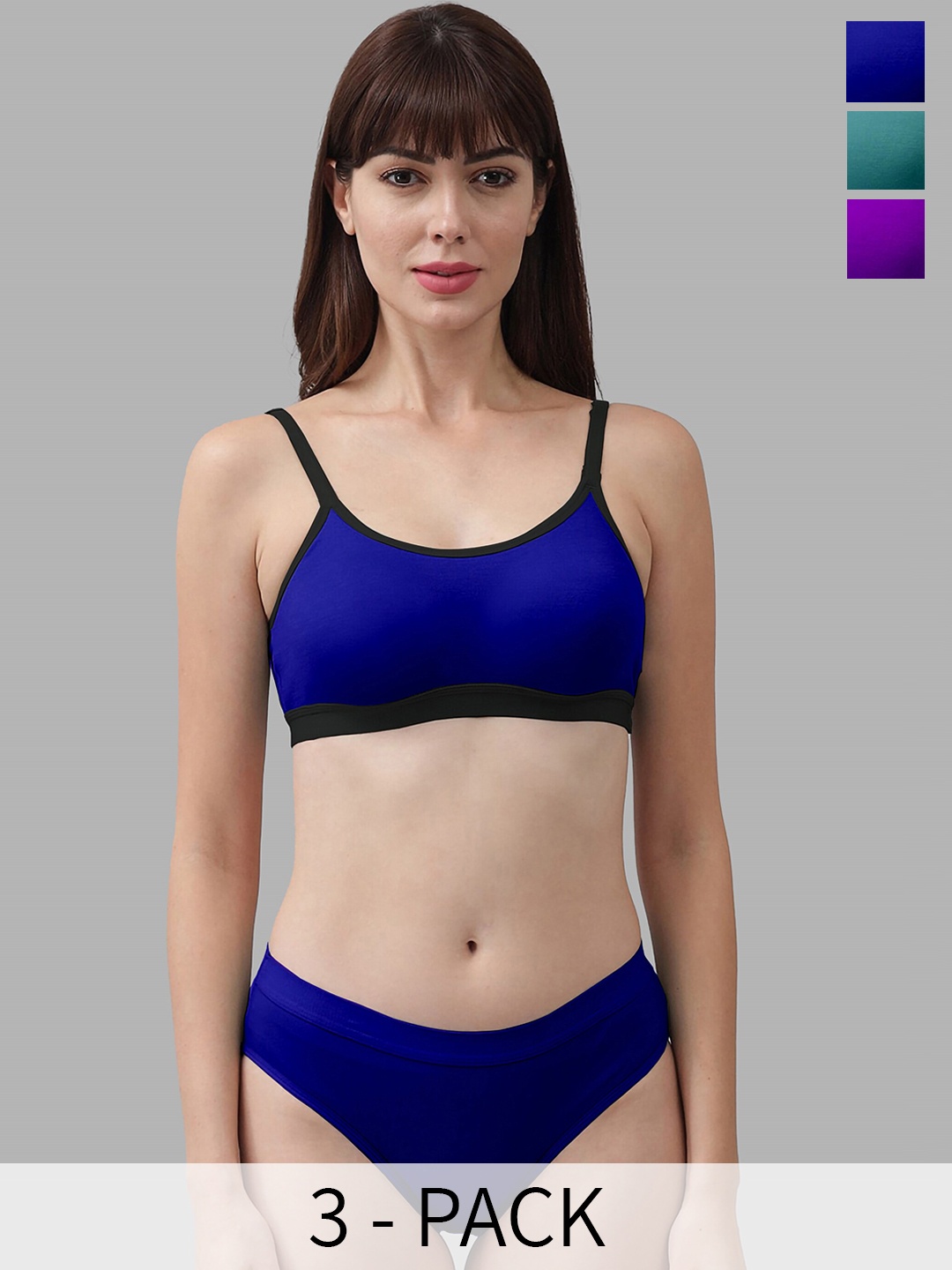 

Aamarsh Pack Of 3 Comfortable Non-Padded Lingerie Set, Green