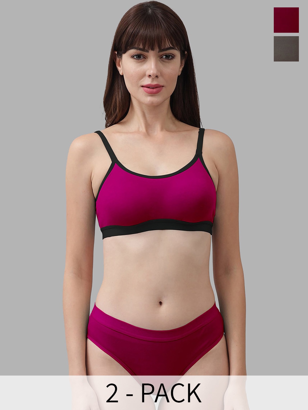 

Aamarsh Pack Of 2 Cotton Breathable Lingerie Set, Pink