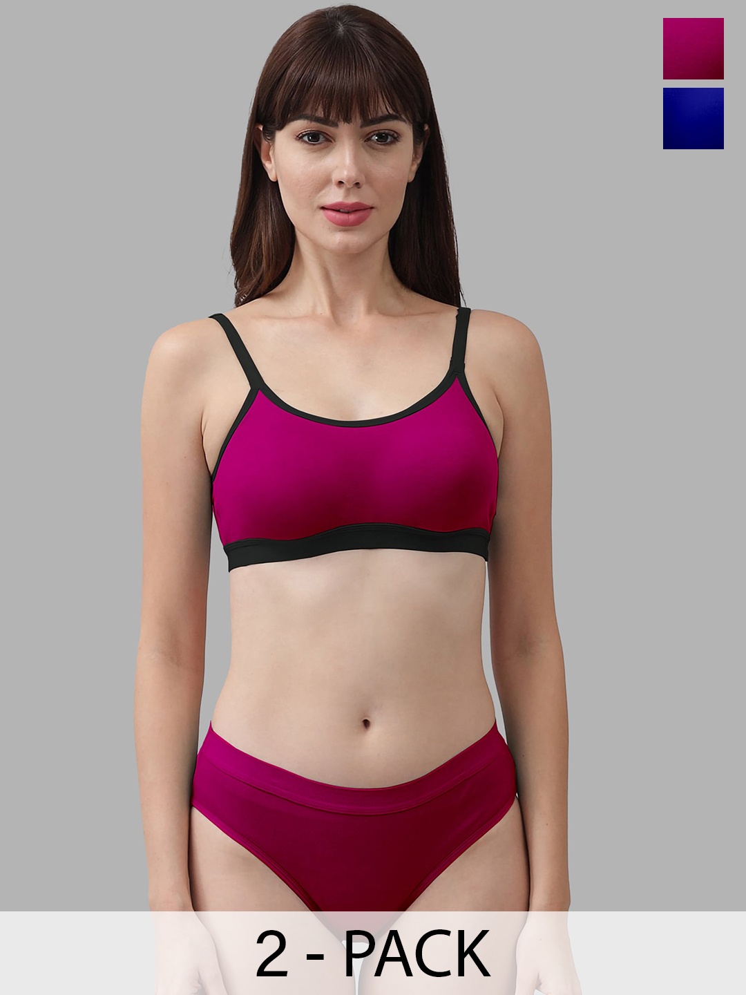

Aamarsh Pack Of 2 Breathable Non-Padded Lingerie Set, Pink
