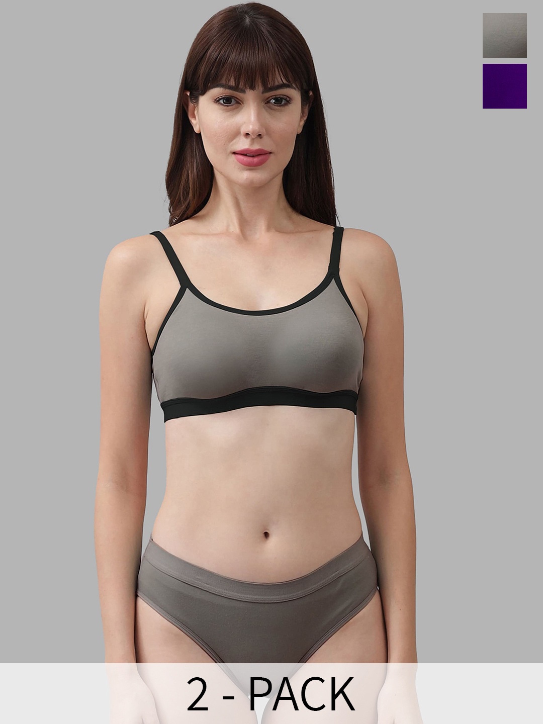 

Aamarsh Pack of 2 Breathable Non-Padded Lingerie Sets, Purple