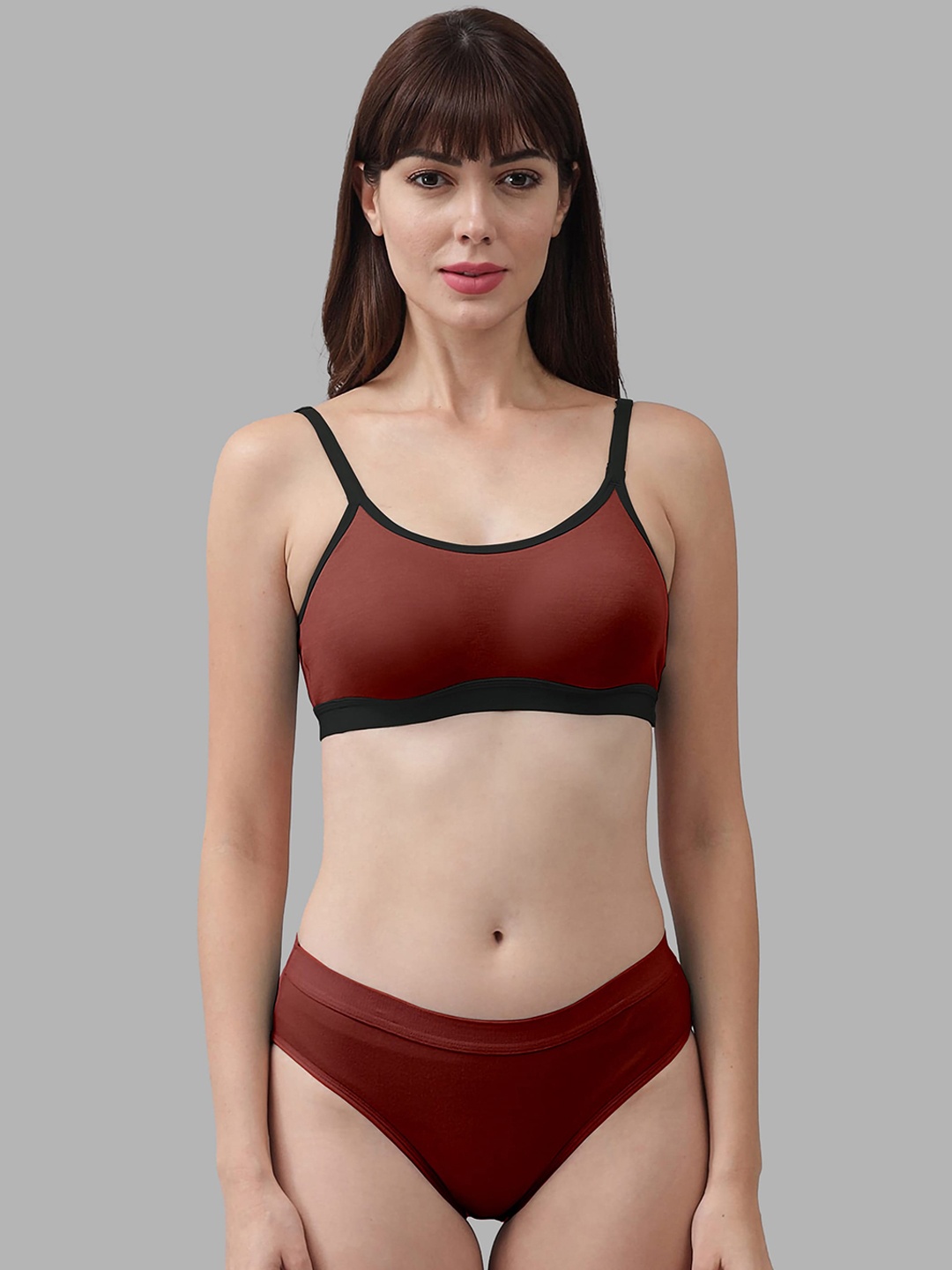 

Aamarsh Cotton Non-Padded Lingerie Set, Maroon