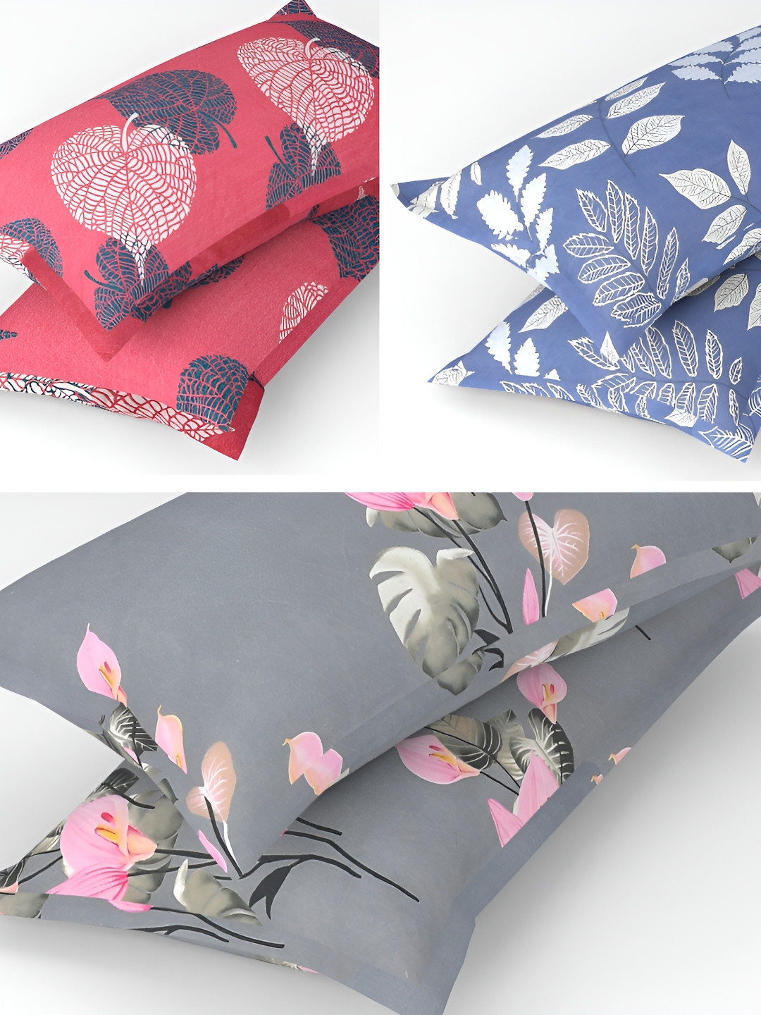 

bsb home Grey & Pink 6 Pieces Abstract Pure Cotton Rectangle Pillow Covers