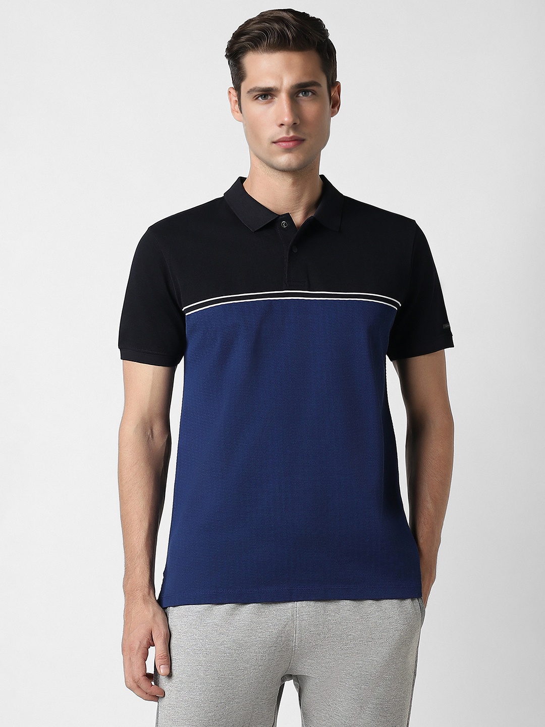 

Van Heusen Flex Colourblocked Polo Collar Casual T-shirt, Blue
