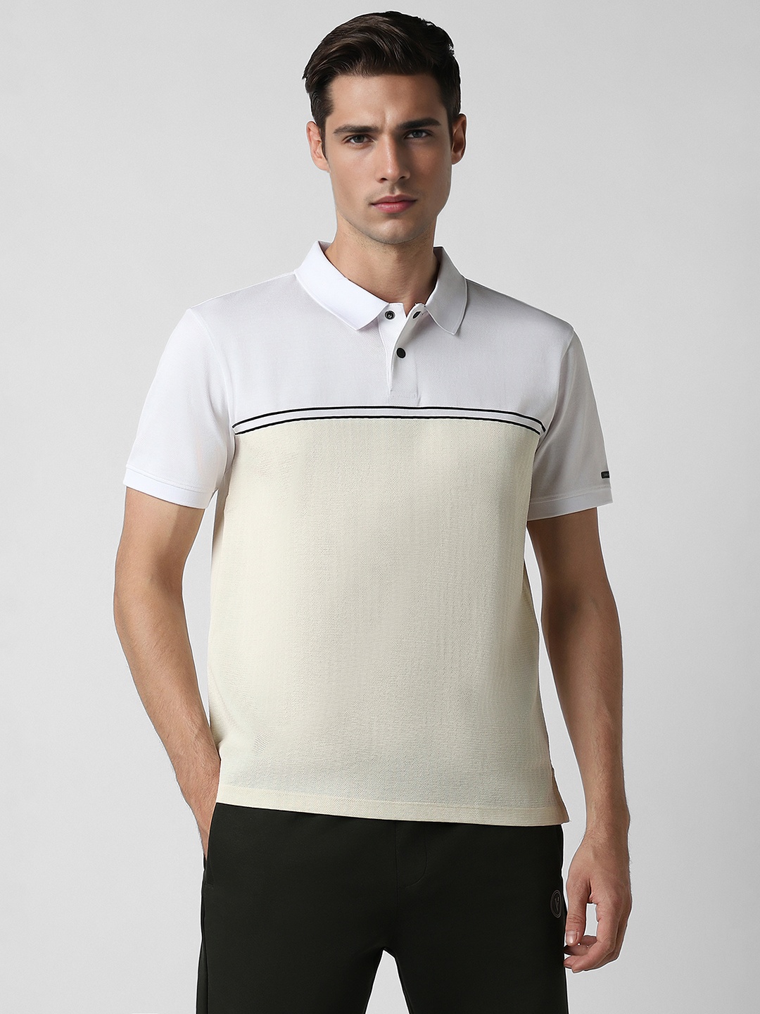 

Van Heusen Flex Colourblocked Polo Collar Casual T-shirt, Beige