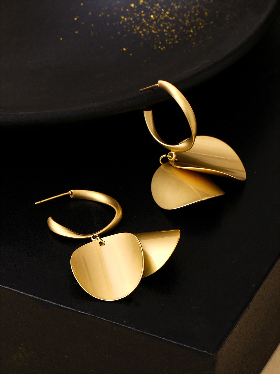 

Yellow Chimes Gold-Plated Contemporary Half Hoop Earrings