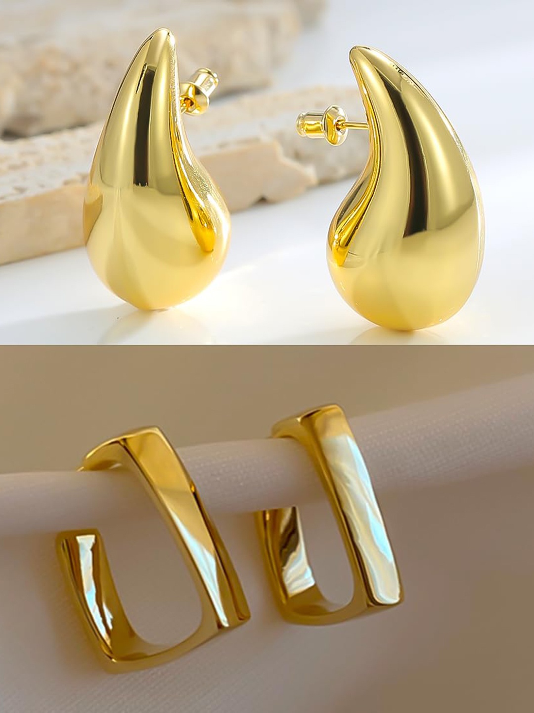 

Yellow Chimes Set of 2 Gold-Plated Studs & Hoop Earrings