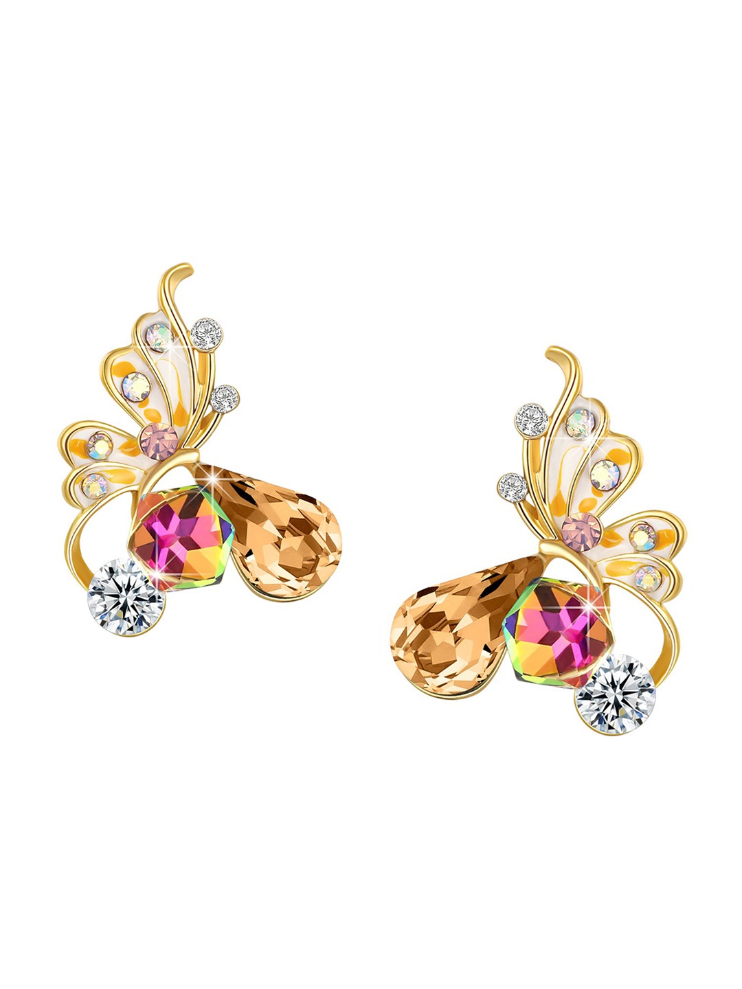

Yellow Chimes Gold-Plated Butterfly Shaped Studs Earrings