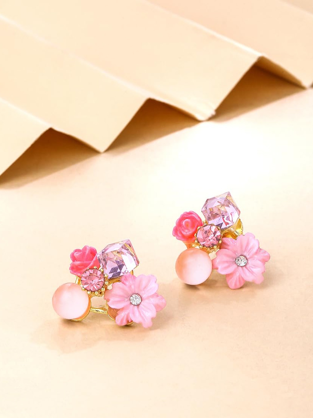 

Yellow Chimes Gold-Plated Floral Studs Earrings