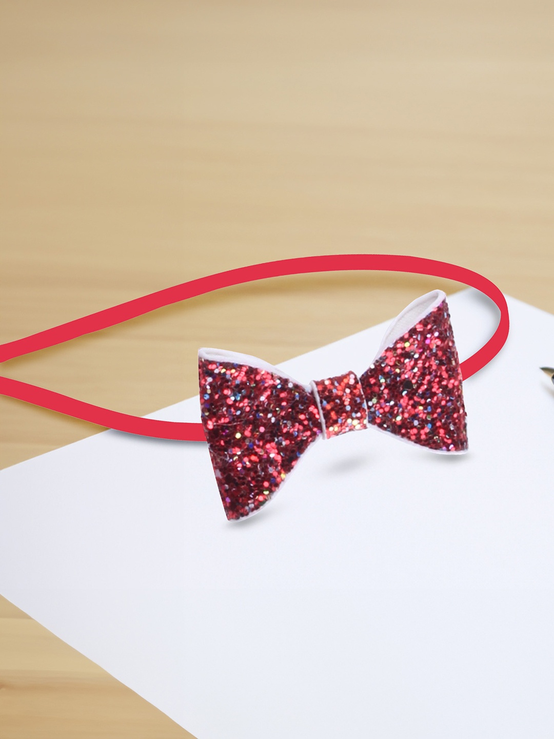 

Yellow Chimes Women Embellished Hairband, Red