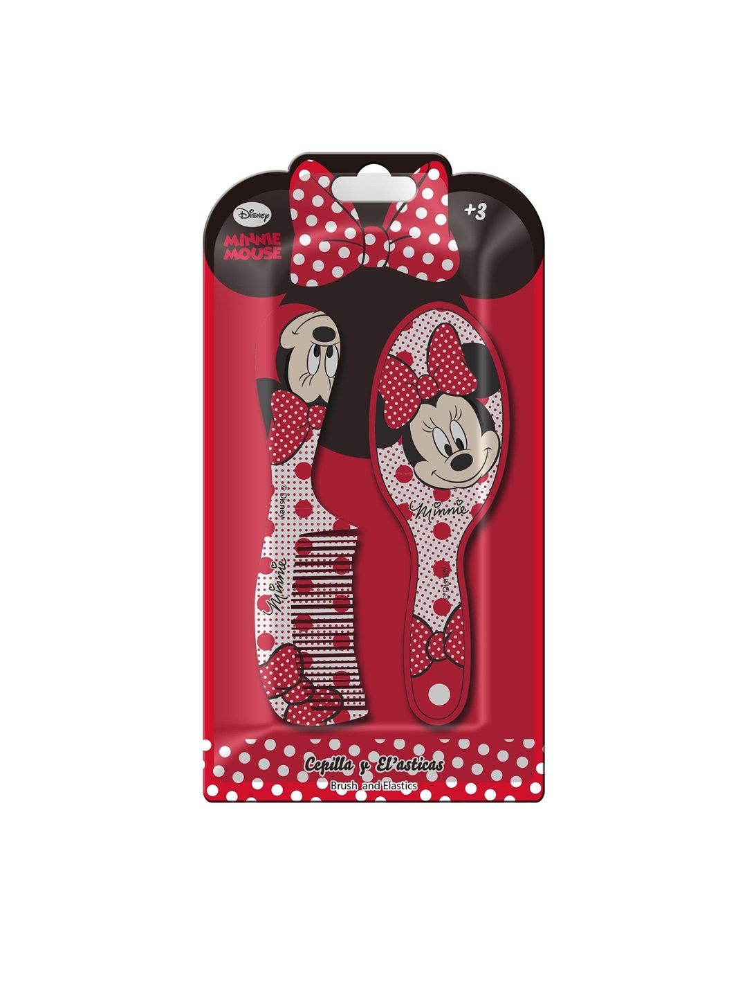 

Lil Diva Kids Minnie Mouse Printed Hairbrush & Comb Set - Red