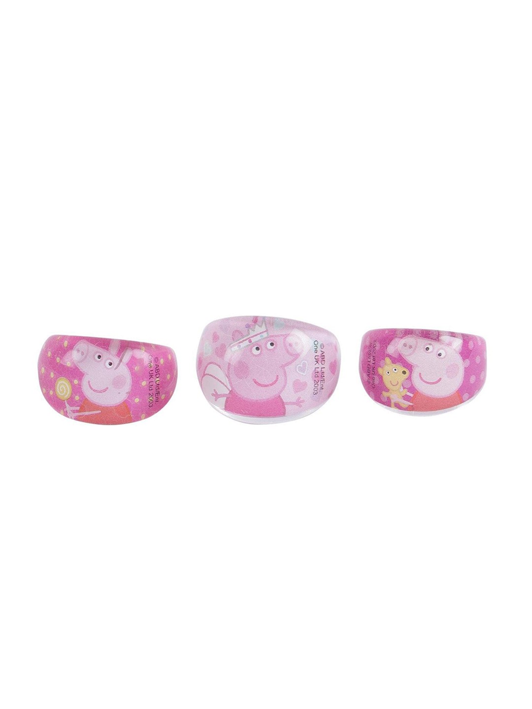 

Lil Diva Girls Pack Of 3 Peppa Pig Cartoon Print Finger Rings, Pink