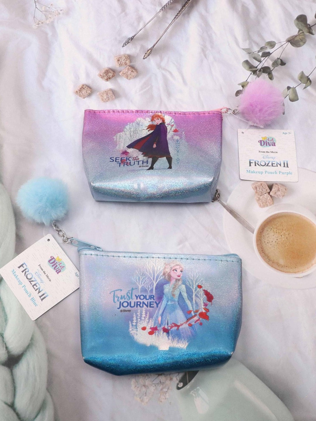 

Lil Diva Girls Set of 2 Disney Frozen 2 Print Makeup Pouch - Purple & Blue