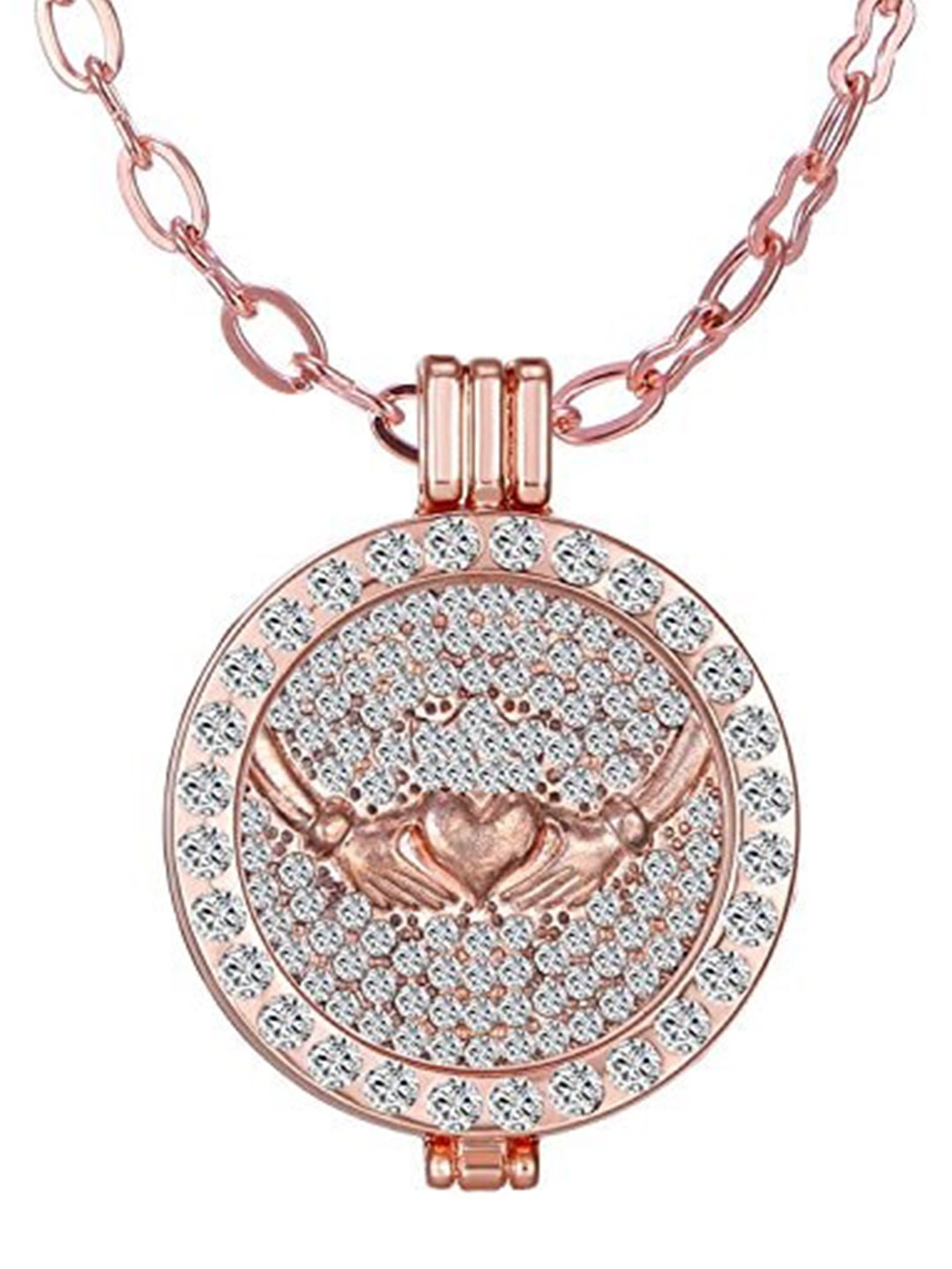

Yellow Chimes Crystal Studded Circular Pendants with Chains, Rose gold