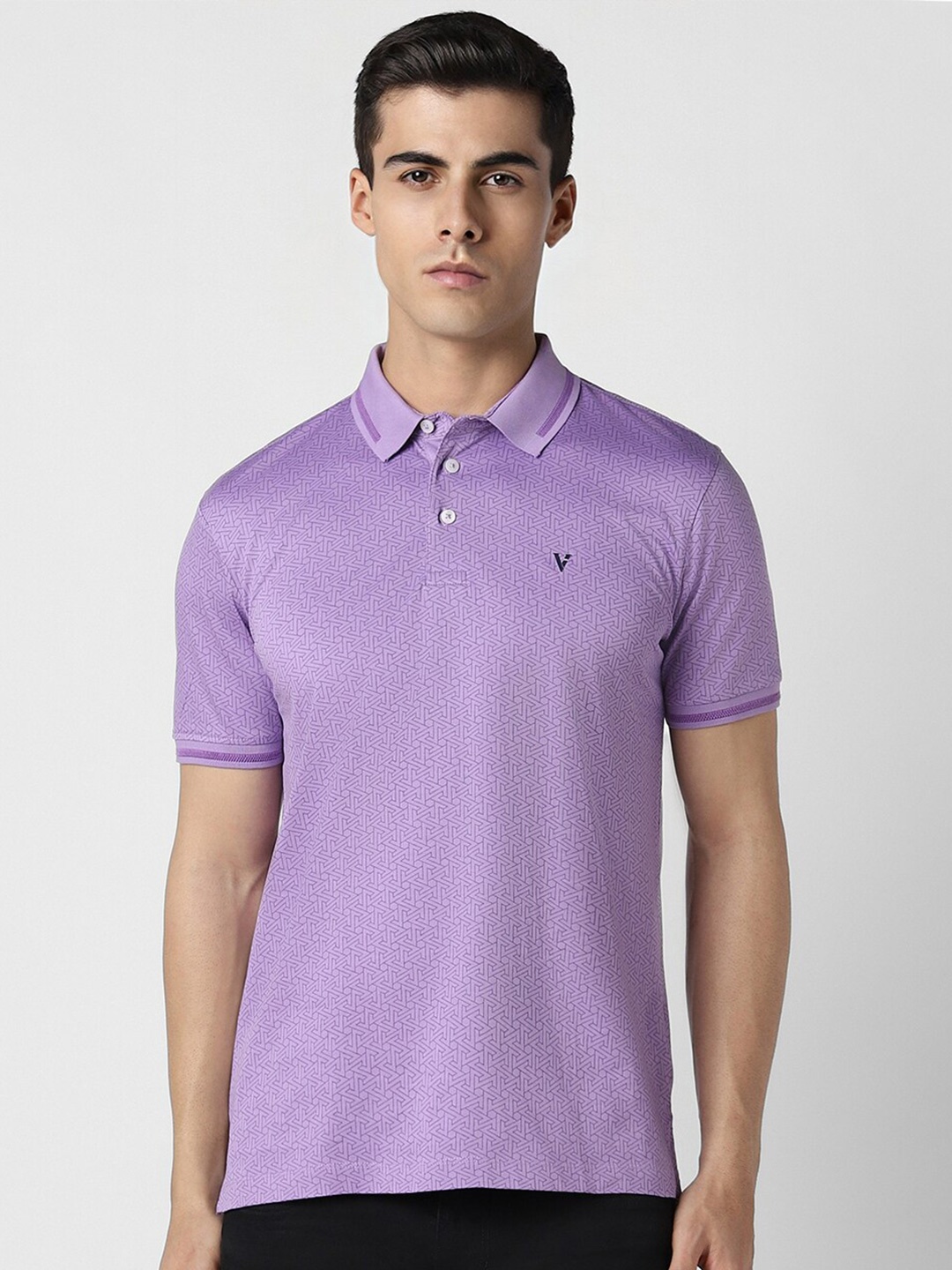 

Van Heusen Polo Collar Short Sleeves Cotton T-shirt, Purple