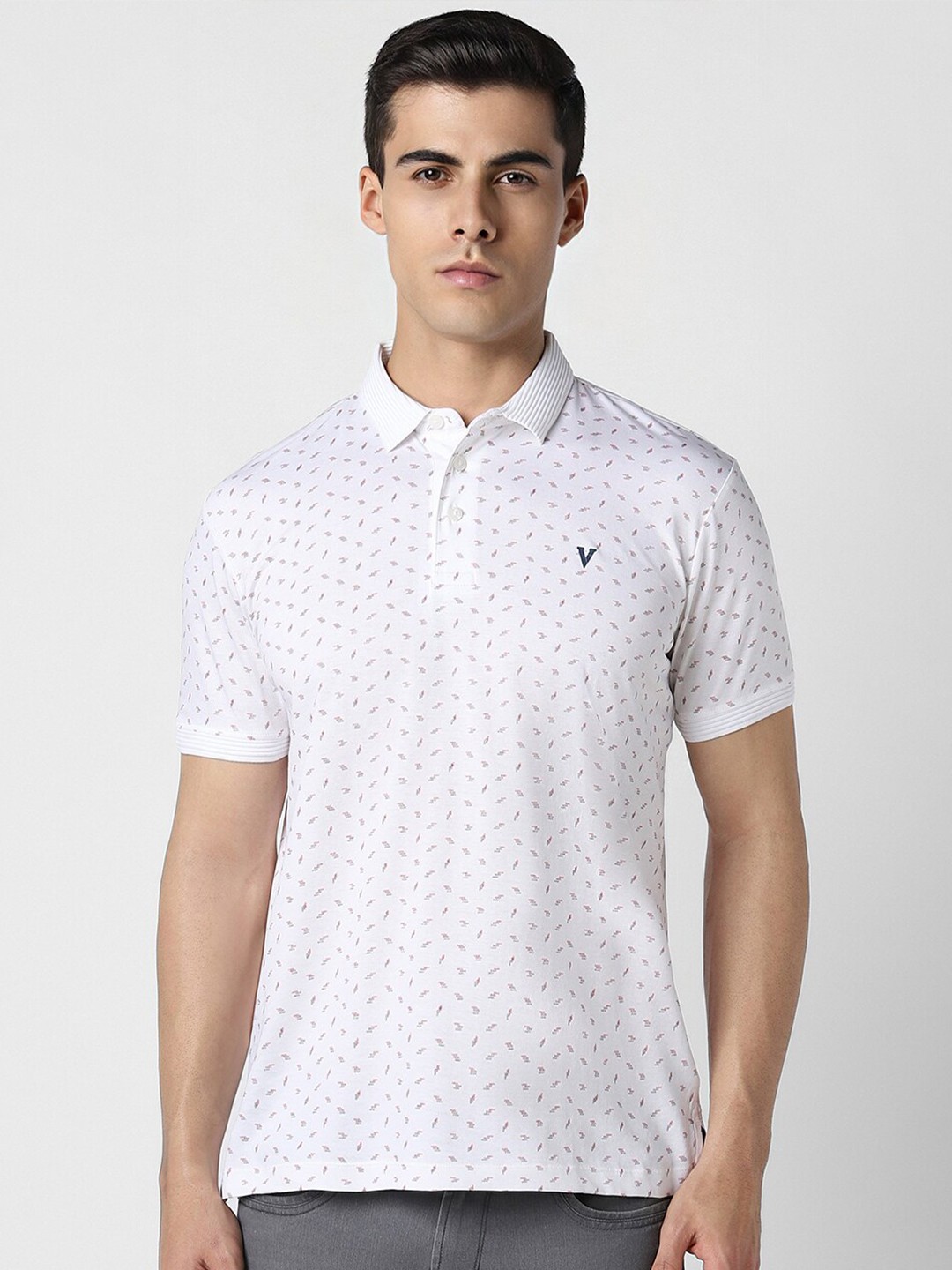 

Van Heusen Polo Collar Short Sleeves Cotton T-shirt, White