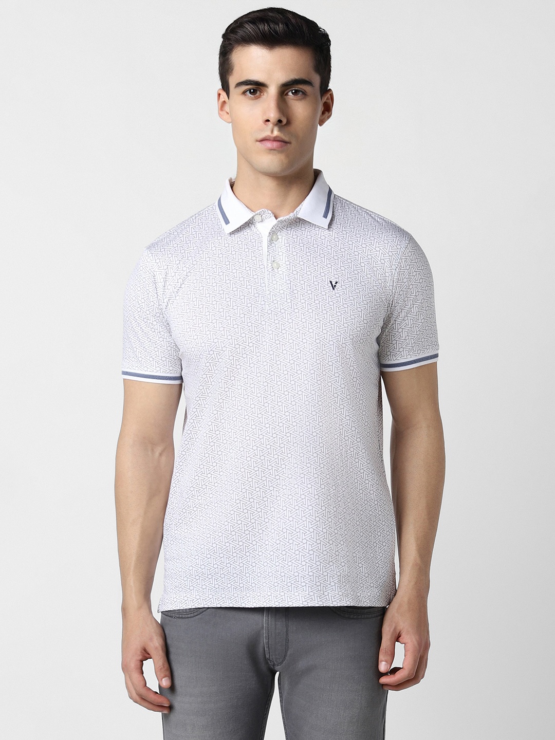 

Van Heusen Sport Geometric Printed Polo Collar T-shirt, Grey
