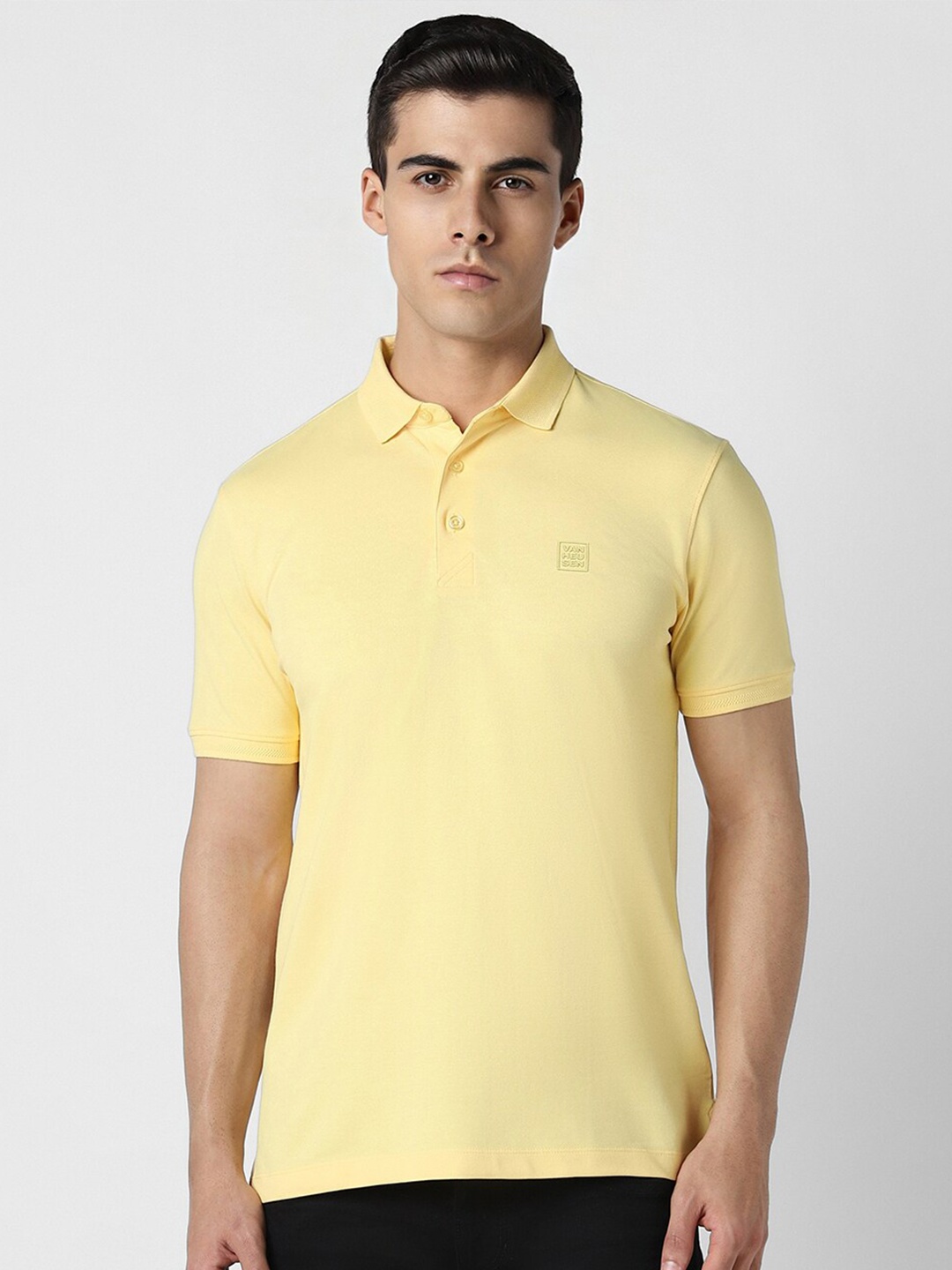 

Van Heusen Polo Collar Short Sleeves Cotton T-shirt, Yellow