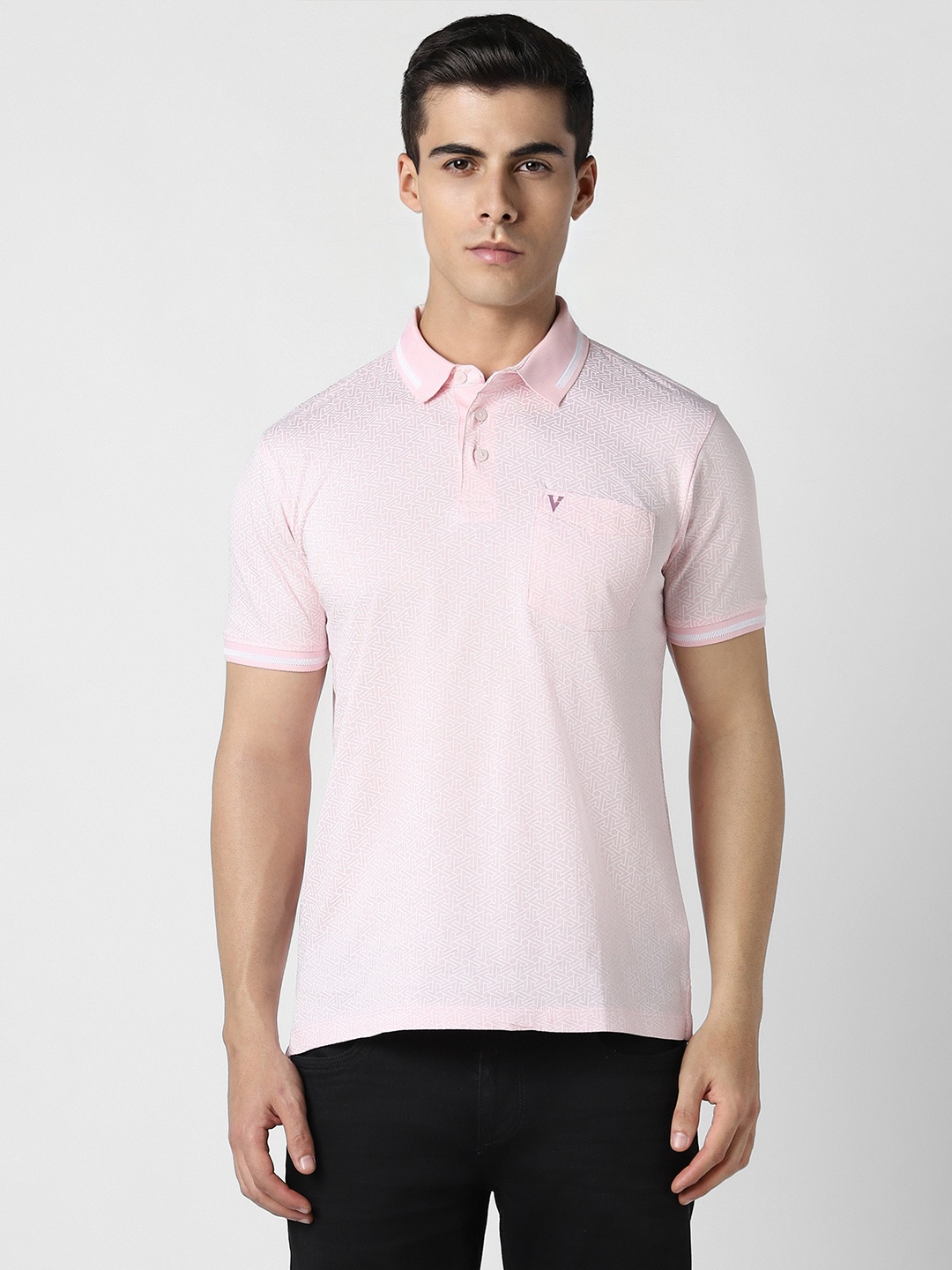 

Van Heusen Sport Geometric Printed Polo Collar T-shirt, Pink