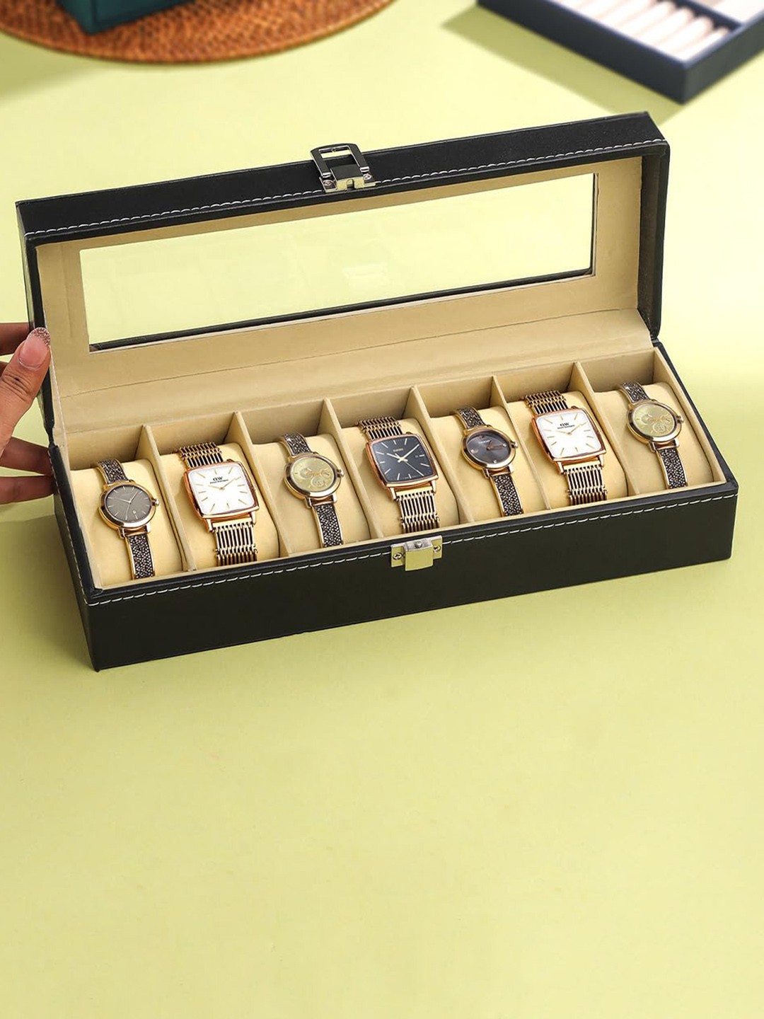 

Yellow Chimes Watch Case Storage Organiser, Brown