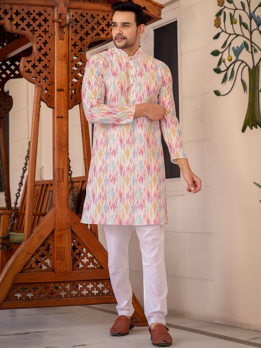 

Aanys Culture Ethnic Motifs Printed Kurta, Pink