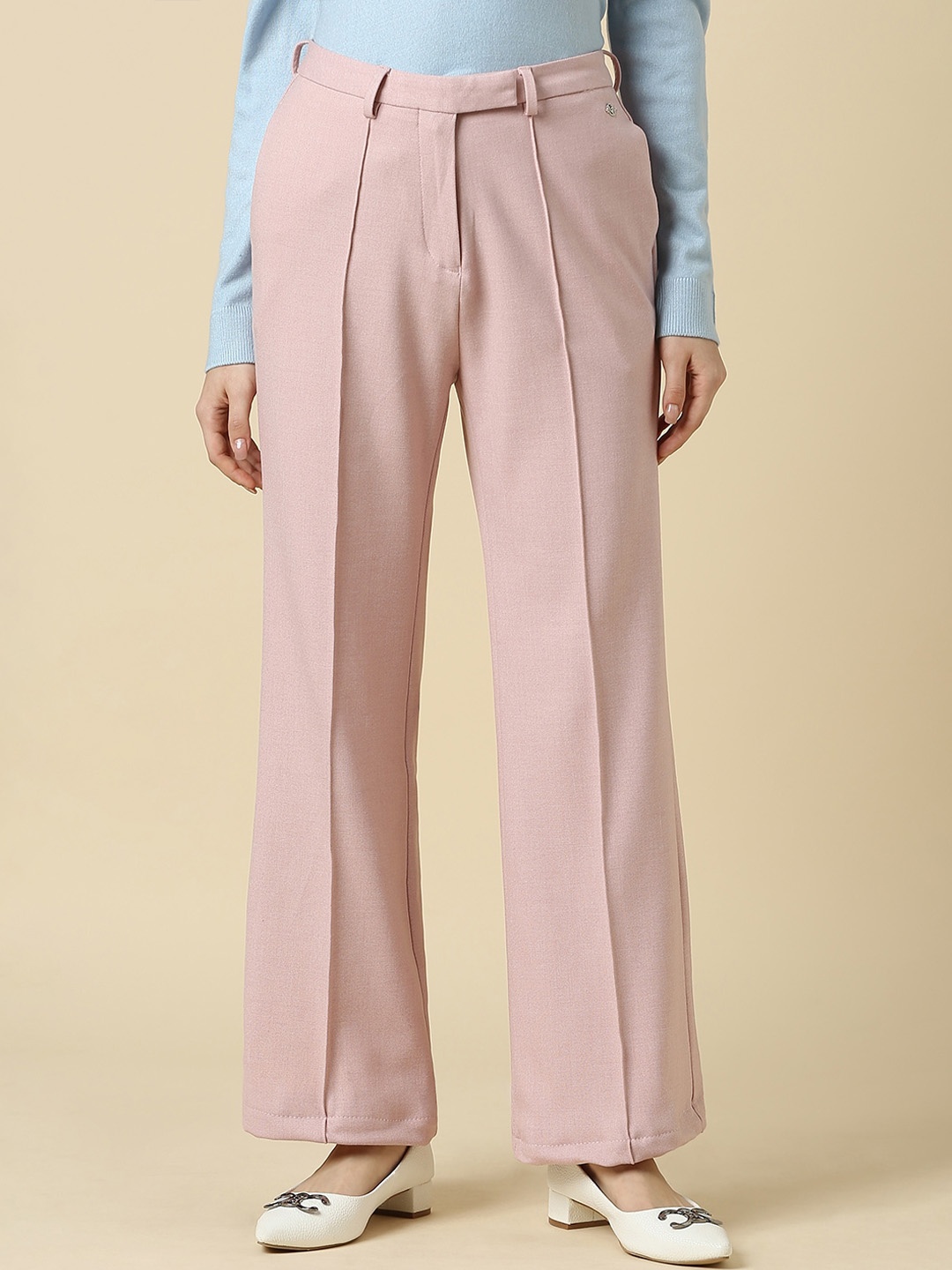 

Allen Solly Woman Mid-Rise Pleated Trouser, Pink