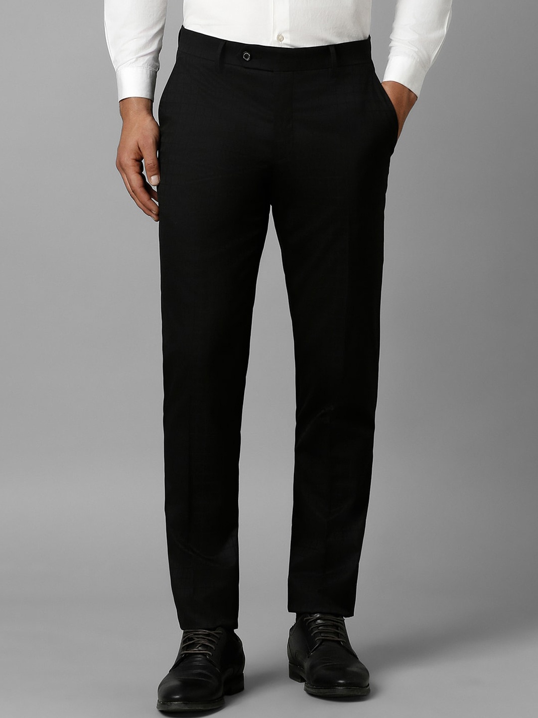 

Louis Philippe Men Slim Fit Mid-Rise Formal Trouser, Black