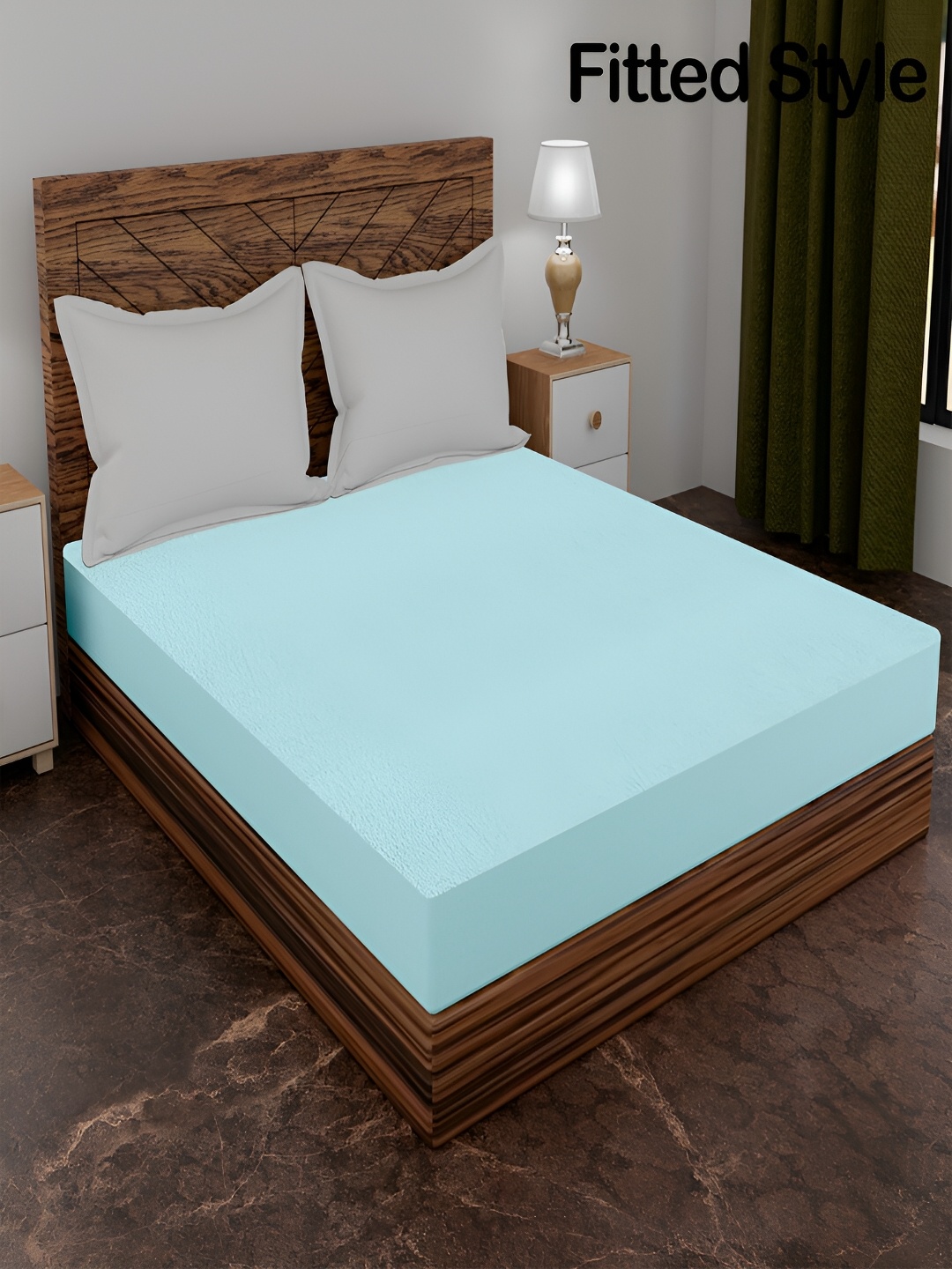 

AJISH Turquoise Blue Water Resistant Fitted Mattress Protector