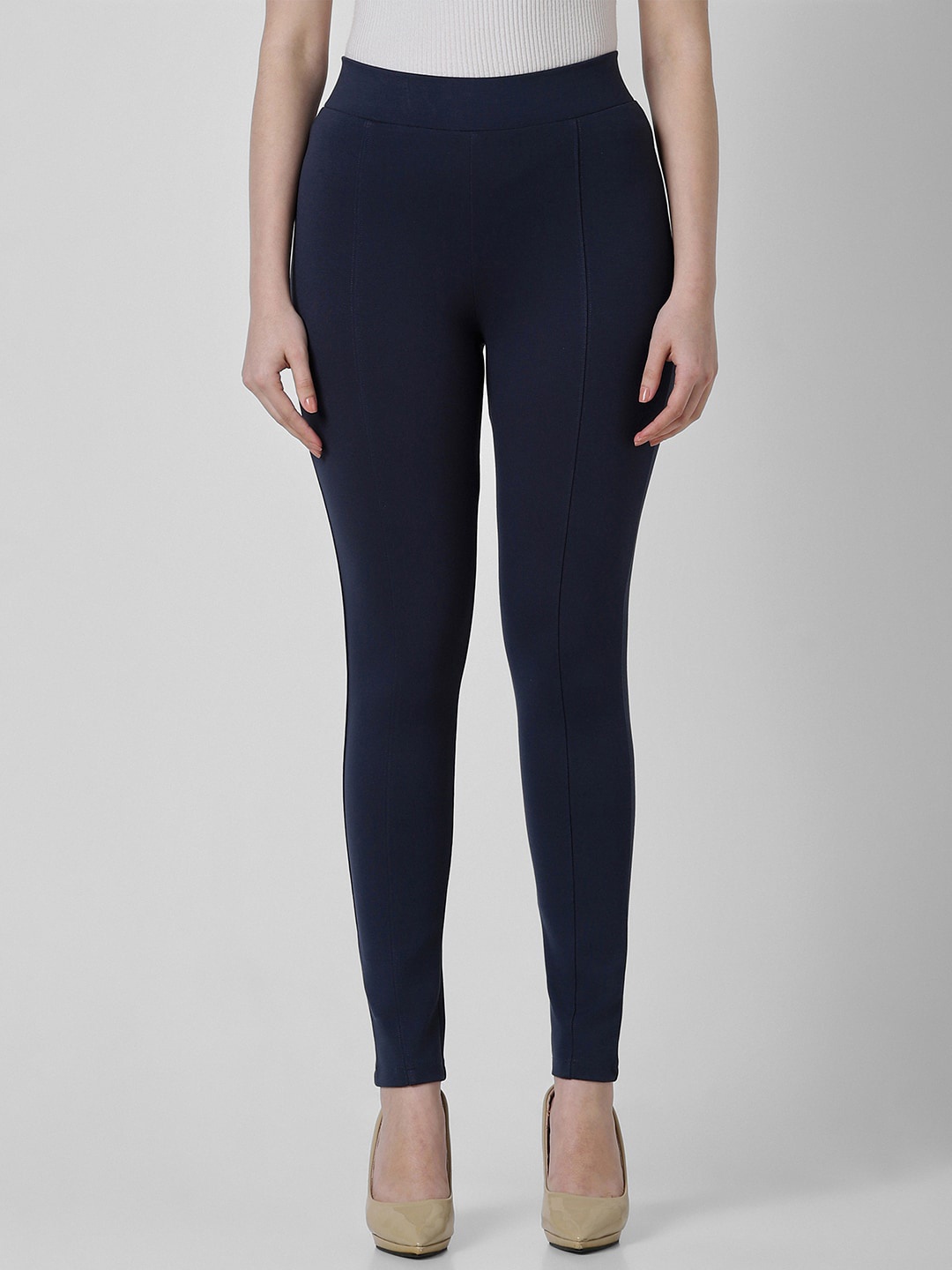 

Van Heusen Woman Women Mid-Rise Formal Trousers, Navy blue