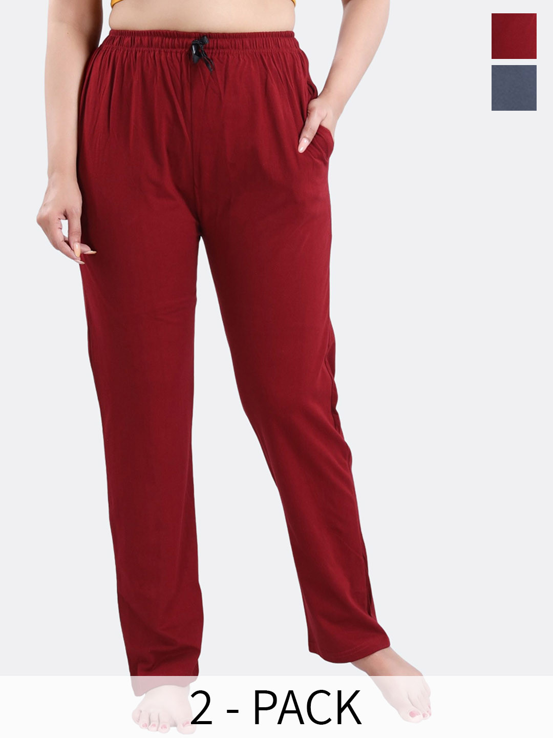 

Fabme Pack of 2 Pure Cotton Lounge Pants, Grey