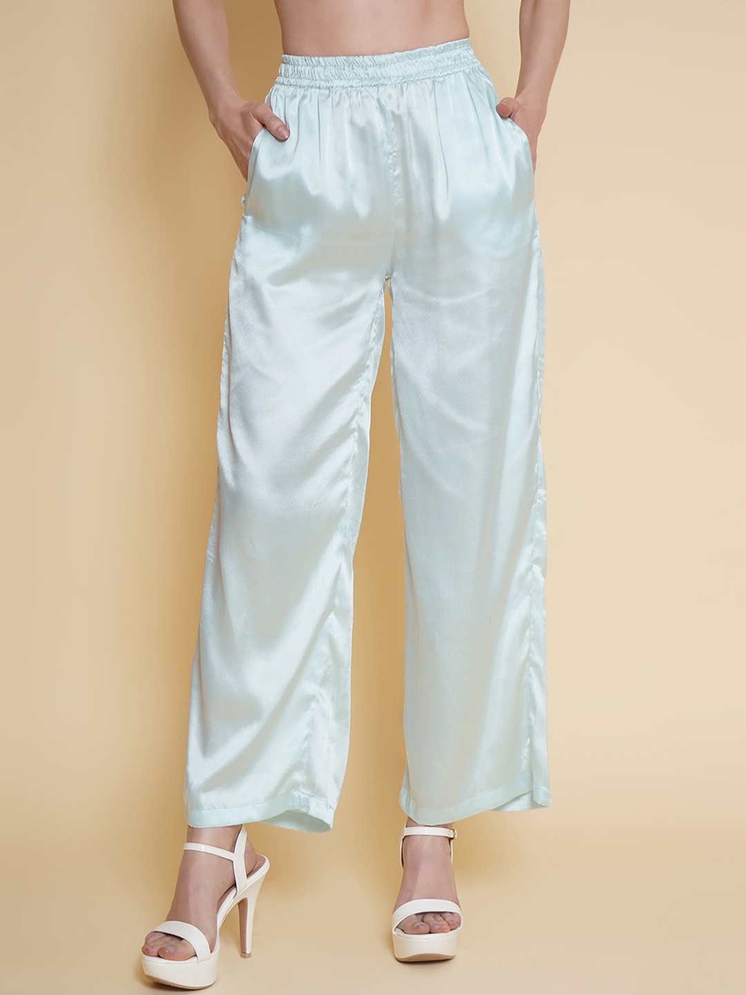 

VESTIDO MODAS Women Straight Fit High-Rise Trousers, Blue
