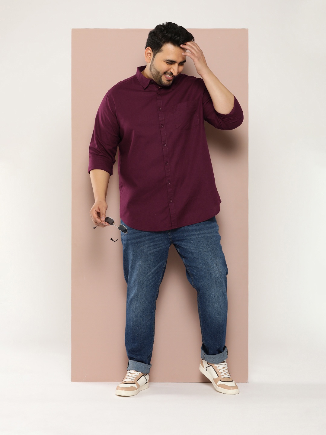 

Sztori Men Plus Size Solid Regular Fit Casual Shirt, Maroon