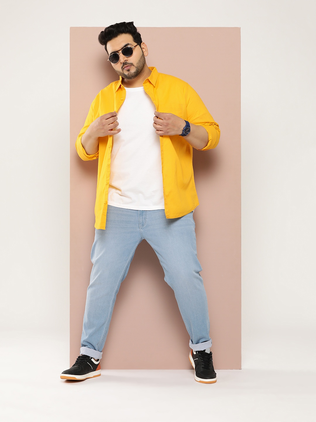 

Sztori Men Plus Size Solid Regular Fit Casual Shirt, Mustard