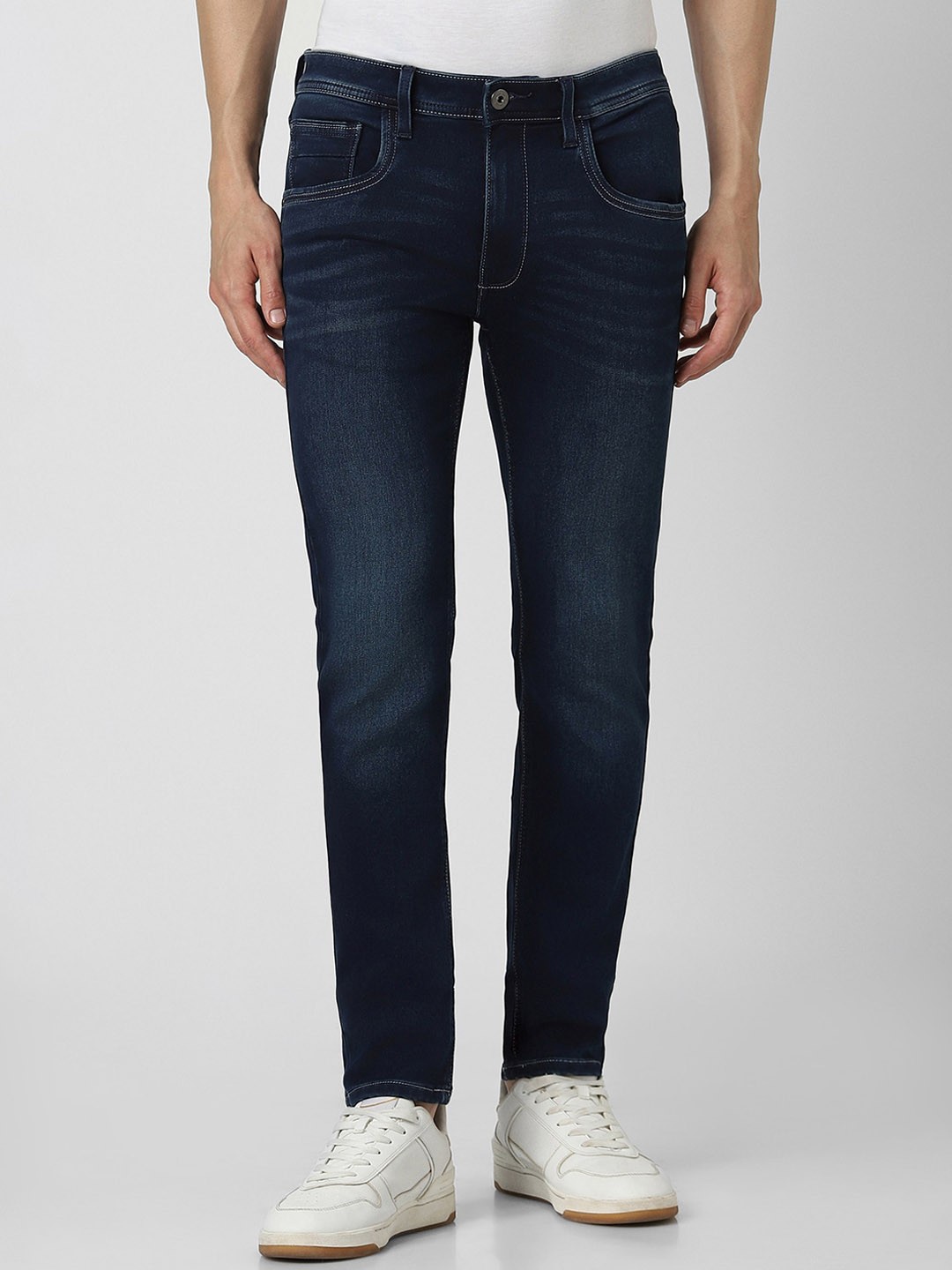 

VAN HEUSEN DENIM LABS Men Skinny Fit Heavy Fade Stretchable Jeans, Navy blue