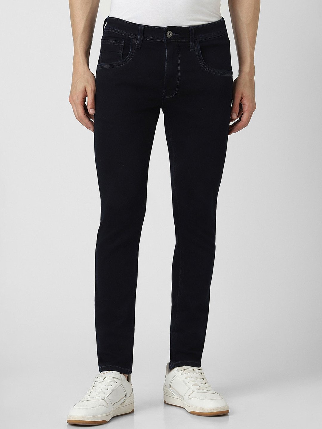 

VAN HEUSEN DENIM LABS Men Skinny Fit Clean Look Stretchable Jeans, Navy blue