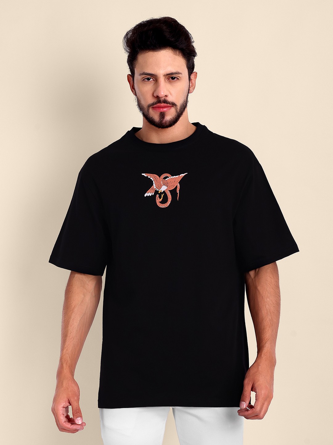 

TOMHIDDLE Printed Pure Cotton Oversized T-shirt, Black