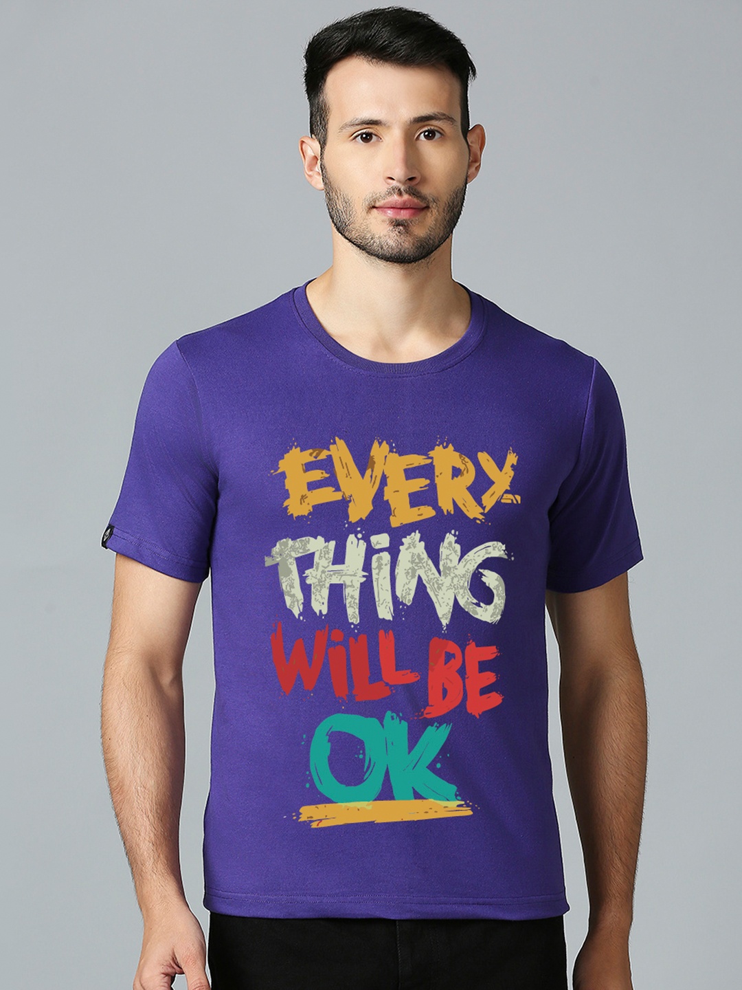 

MOD ECRU Unisex Typography Printed Pure Cotton T-shirt, Purple