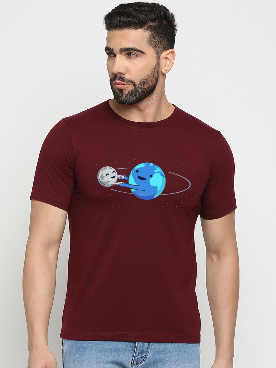 

MOD ECRU Unisex Graphic Printed Pure Cotton T-shirt, Burgundy