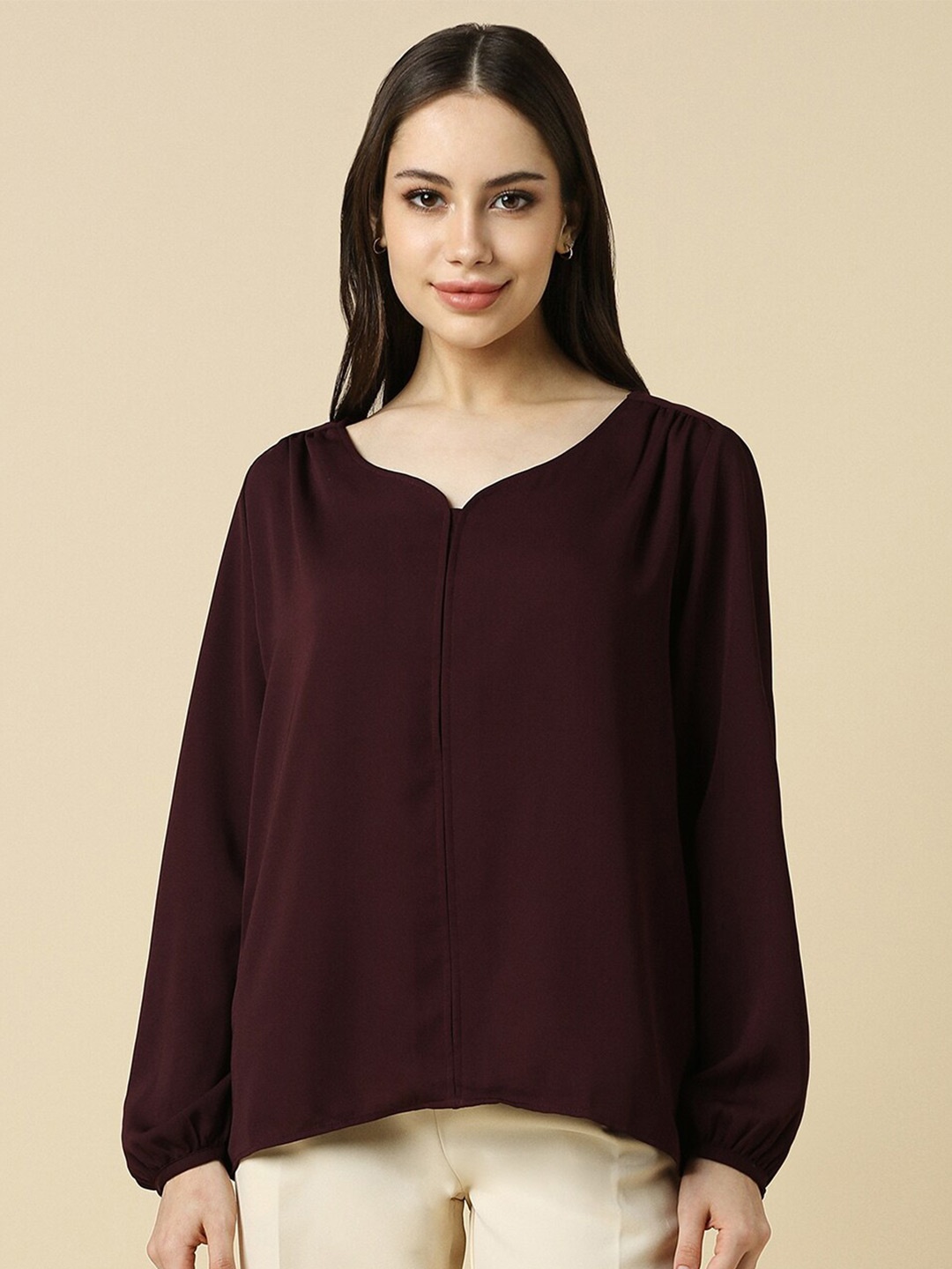 

Allen Solly Solid Top, Maroon